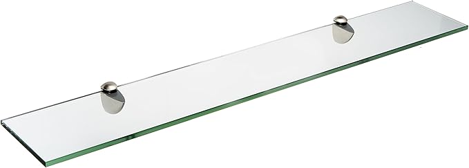 Spancraft Glass P-8x24-Brushed Steel Peacock Glass Shelf, Brushed Steel by Spancraft