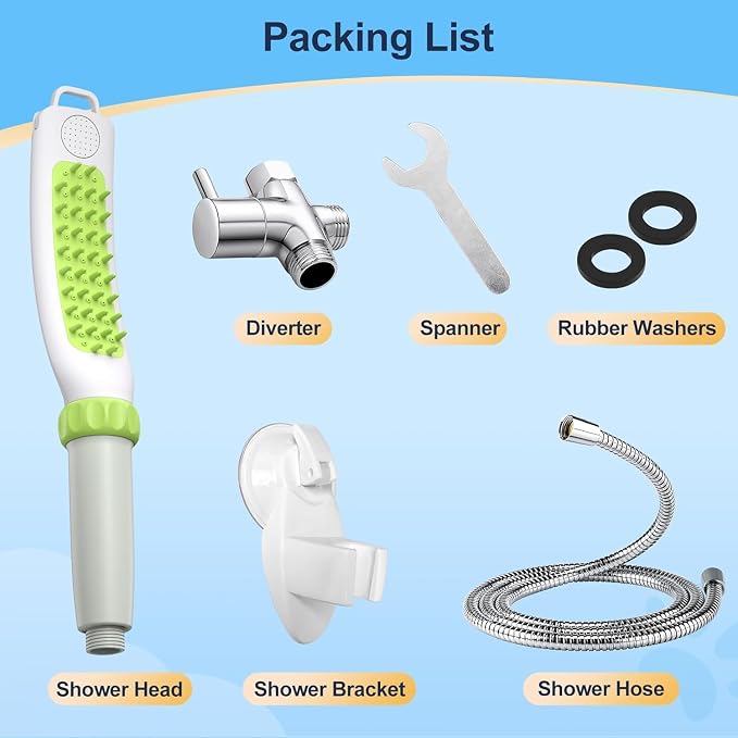 Dog Shower Attachment, Rubber Dog Grooming Bath Brush - Image 7