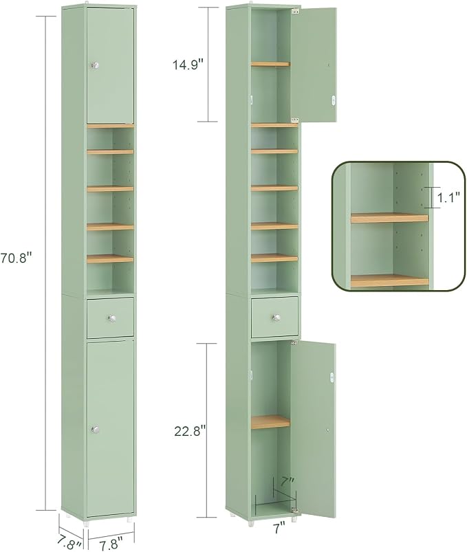 SoBuy Bathroom Narrow Storage Cabinet Skinny Tall Unit - Image 3