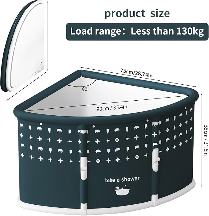 Foldable Bathtub for Adults, 28.8" Fan-Shaped Portable tub, Large Collapsible - Image 4