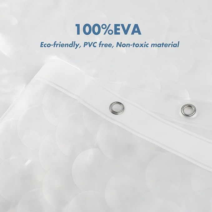 WELTRXE EVA 8G Shower Curtain Liner, 72x72 Inch 3D Clear Bubble Heavy Duty - Image 6