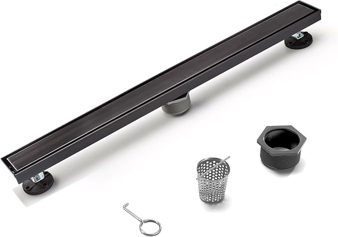 HEATGENE Linear Shower Drain 24-Inch, Stainless Steel Rectangle Shower Floor by HEATGENE