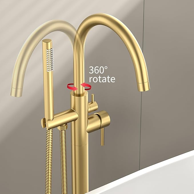 Freestanding Bathtub FaucetFloor Mount Bathtub Filler Shower Mixer Faucet - Image 4