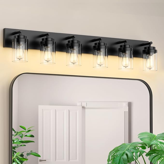 IZORRO Bathroom Vanity Light Fixture, 6-Light 43 Inch Matte Black Bathroom by IZORRO