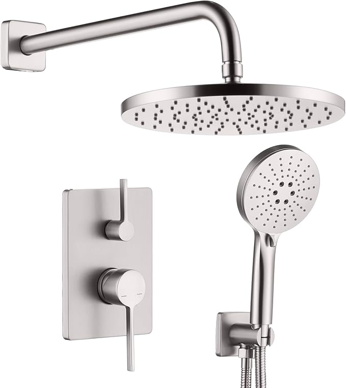Shower Faucet Mixer Set Includes 10-Inch Rained Shower Head, 3-Setting Handheld by AONEON