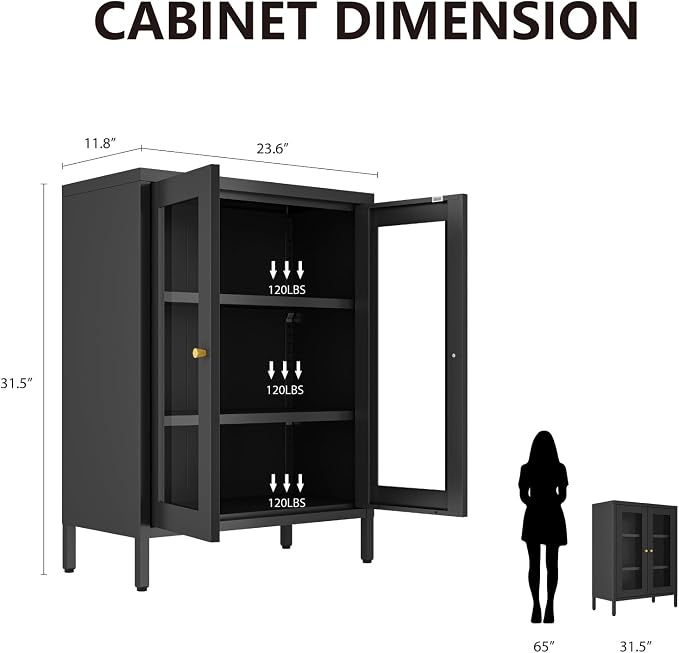 Metal Bathroom Cabinet, Small Floor Storage Cabinet, Freestanding Sideboard - Image 3
