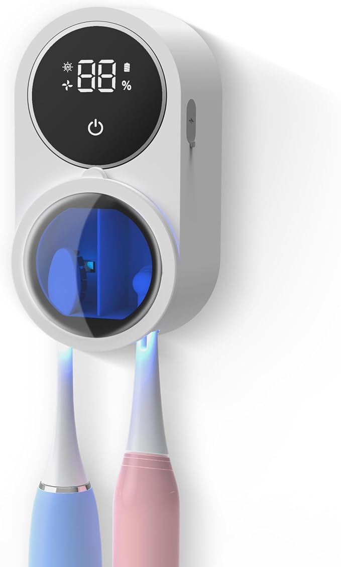 Toothbrush Holder and Cleaner for Bathroom Light Cleaning Fan Drying Round in by Unknown