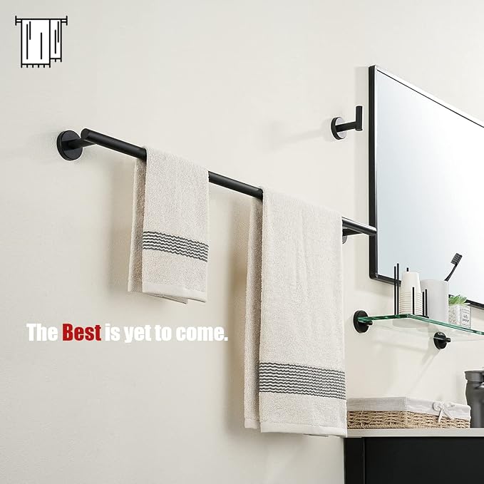 JQK Black Bath Towel Bar, 30 Inch 304 Stainless Steel Thicken 0.8mm Towel Rack - Image 4
