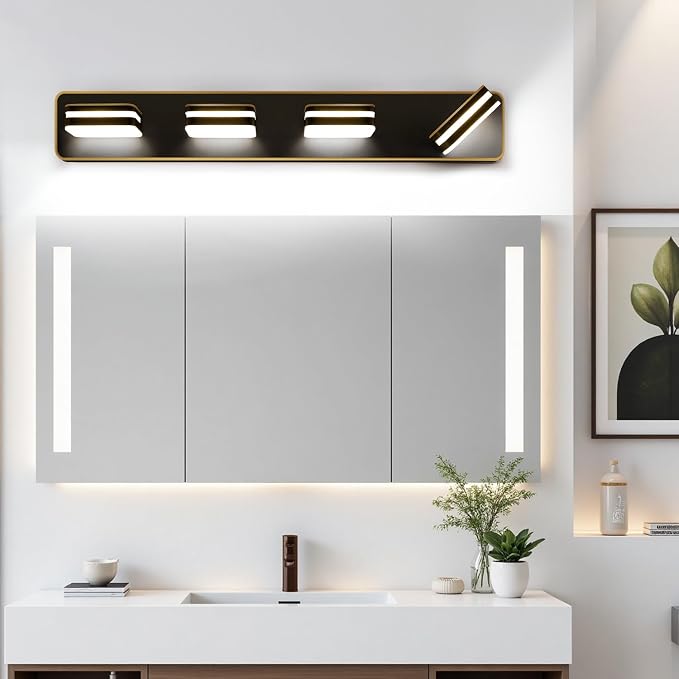 360° Rotate LED Dimmable Bathroom Vanity Light Fixtures, 1600LM Acrylic Brown - Image 9