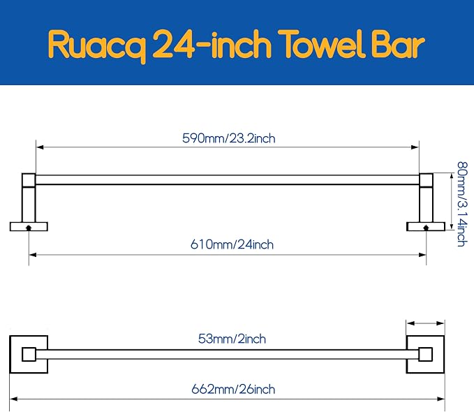 RUACQ Towel Bar 24 inch, Towel Racks - Image 7