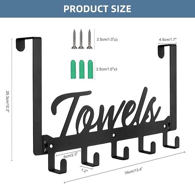 2 Pack Over The Door Hooks, Heavy Duty Over Door Towel Hanger - Image 2