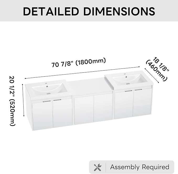 72 inch Floating Bathroom Vanity - Image 2