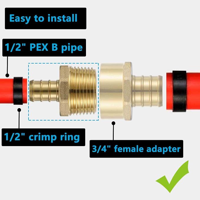 Lidertik 3/4 NPT to 1/2 PEX Fittings Adapter, 1/2" PEX F1807 to 3/4" NPT Male - Image 6