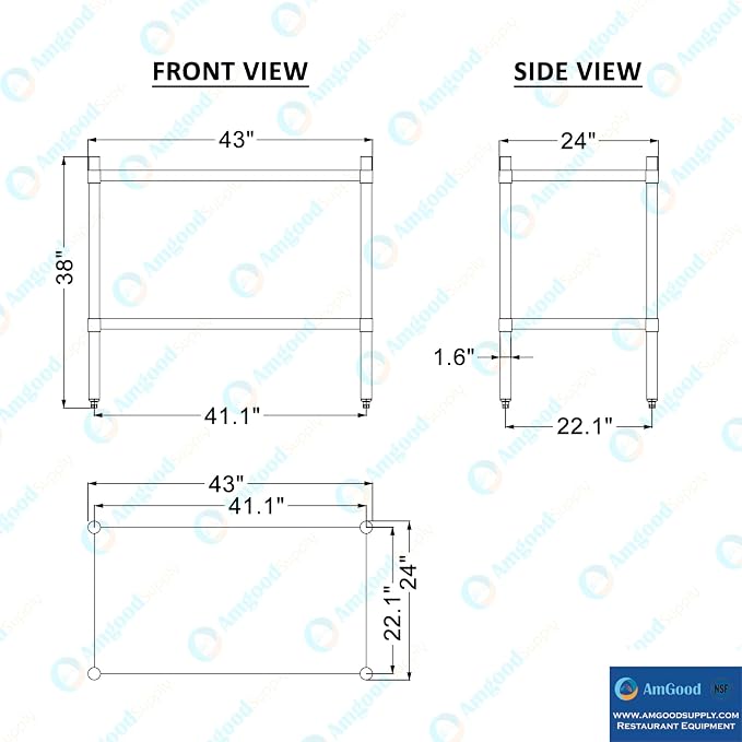 AmGood 2 Tier Galvanized Steel Dry Storage Unit. 24 in. x 43 in. x 38 in. - Image 5