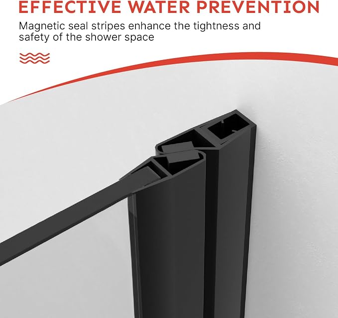 Kosmonia 36"-37"Wx72"H Frameless Pivot Shower Door, 1/4" Tempered Glass&Shatter - Image 5