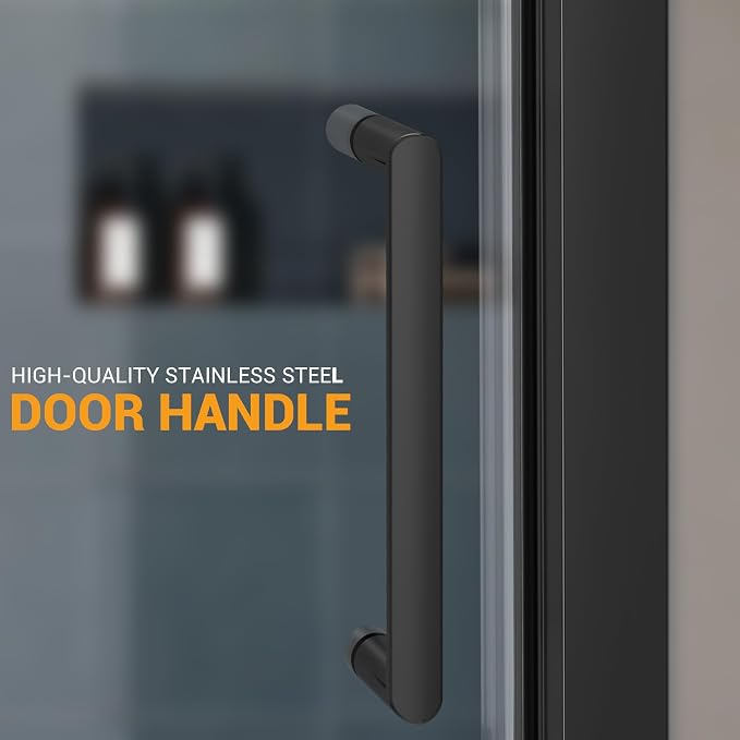 Bathroom Shower Glass Door 57.4"-59" W×76" H, Single Sliding Shower Door - Image 4