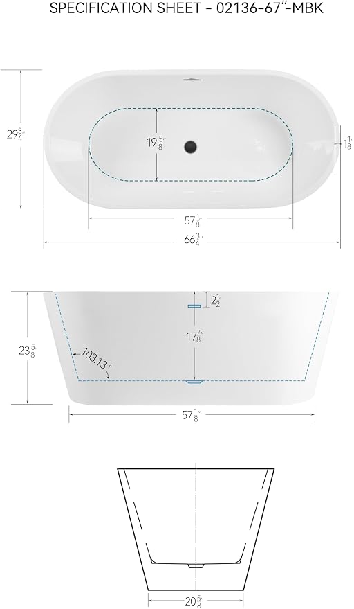FerdY 67" Shangri-La Elite, Acrylic Freestanding Bathtub, Modern & Contemporary - Image 7