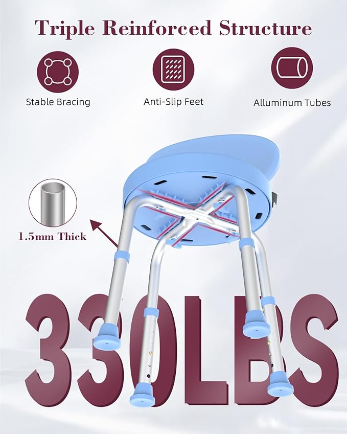 Swivel Shower Chair, 360° Non-Slip Shower Seat - Image 3
