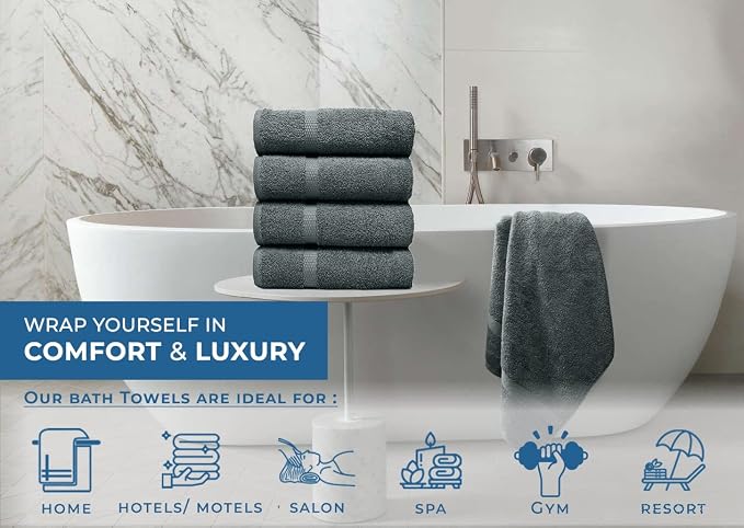 DAN RIVER Bath Towels Set of 4, 27 x 54 Inches, 100% Cotton, Larger & Lighter - Image 5