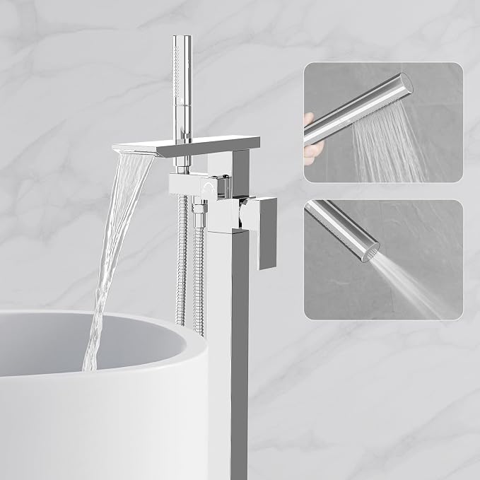 RUMOSE Polished Chrome Bathtub Filler Freestanding Tub Filler Floor Mount Tub by RUMOSE