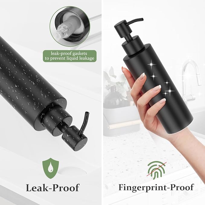 ARKTEK Matte Black Soap Dispenser Stainless Steel 11.8 OZ - Image 2