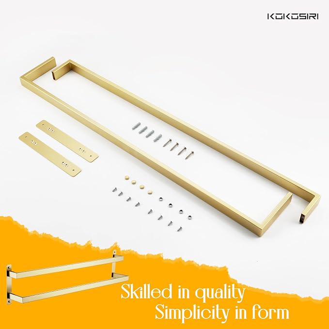 KOKOSIRI Bath Towel Bars Bathroom 2-Tiers Ladder Brushed Gold Towel Rails - Image 8