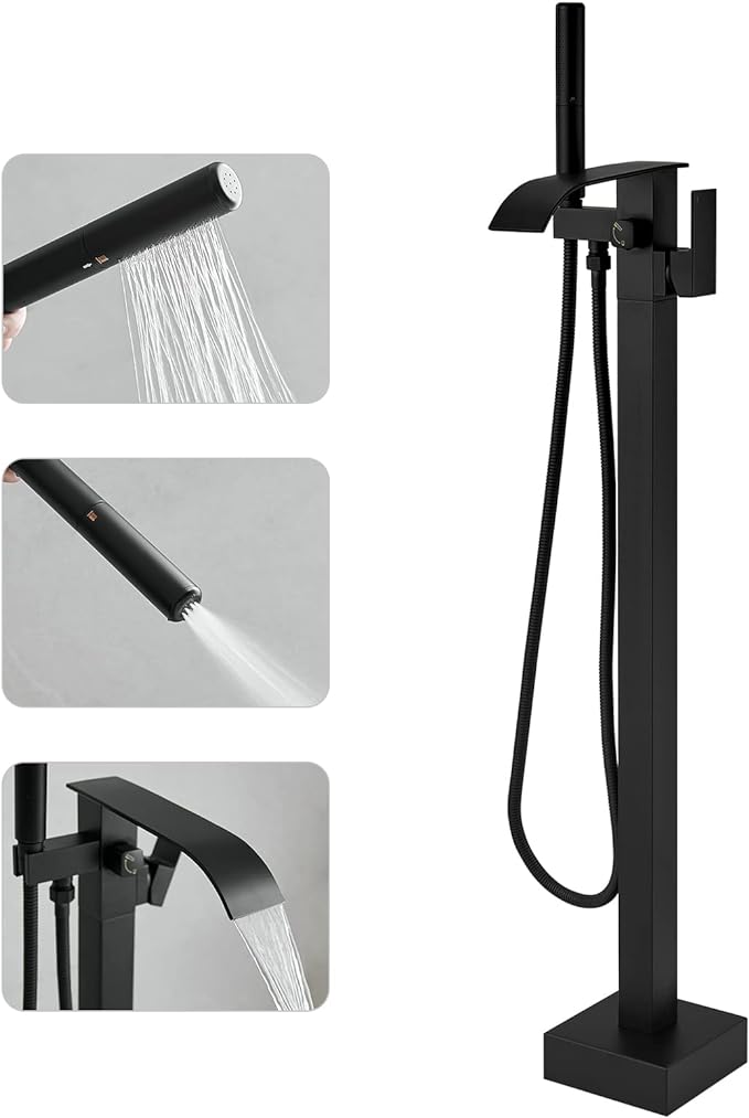 RUMOSE Tub Filler Freestanding Bathtub Faucet Matte Black Floor Mount Tub by RUMOSE