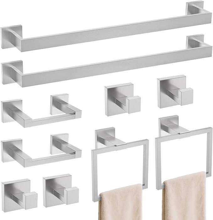 TURS 10-Piece Bathroom Hardware Accessories Set Brushed Nickel Towel Bar Holder by TURS