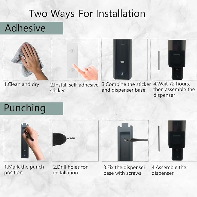 Manual Bathroom Wall Mounted Soap Dispenser, 10oz/300ml Single Black Bathroom - Image 3