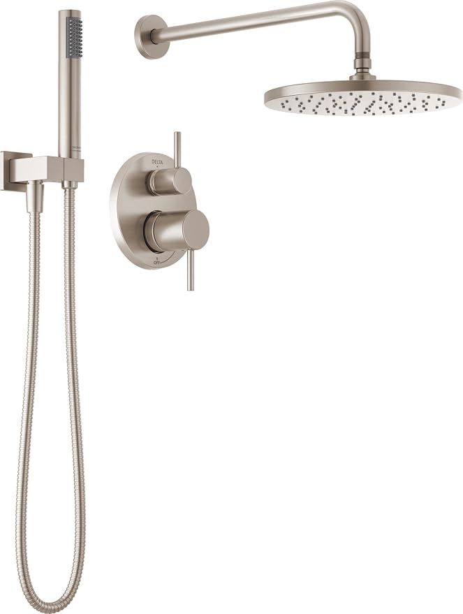 Delta Modern 14 Series Round Rain Shower System Faucet Set, Rainfall Brushed by DeltaFaucet