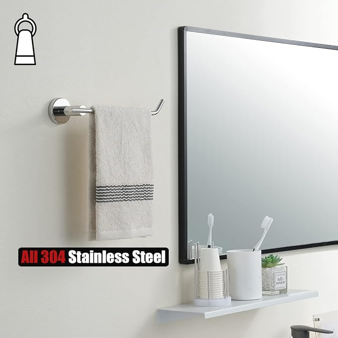 JQK Bathroom Hardware Towel Bar Set, 5-Piece Bath Accessories Set Polished - Image 9