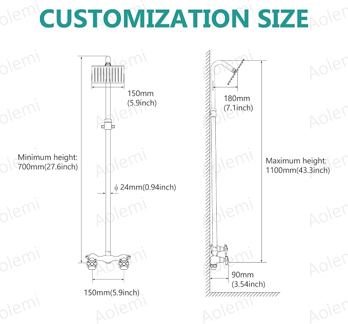 Aolemi Outdoor Shower Kit Fixtures 6 Inch Center - Image 8
