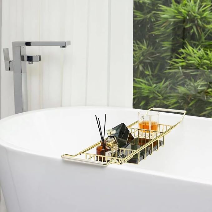 Stainless Steel Expandable Shower Bathtub Tray Over Tub Bath Caddy Expandable - Image 3