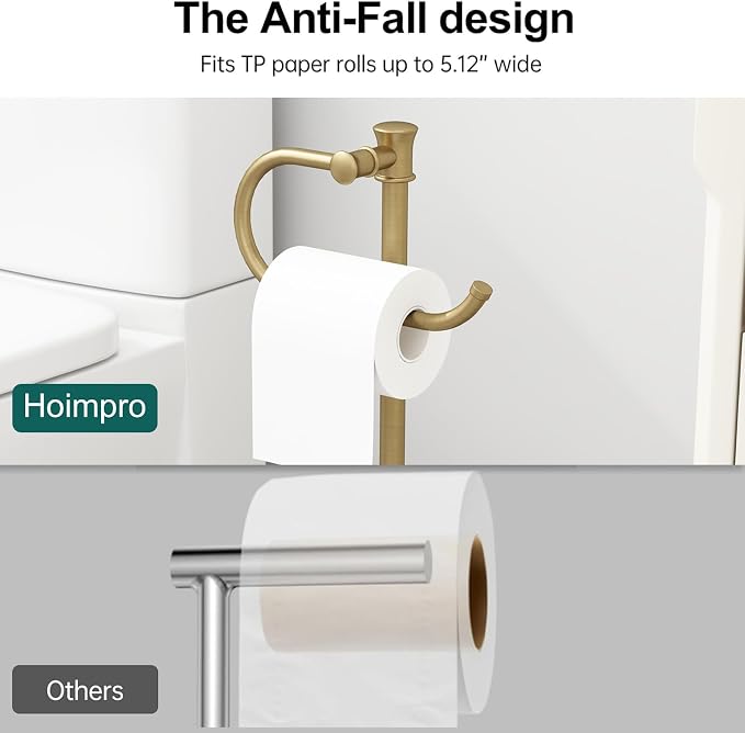 Hoimpro 25" Toilet Paper Roll Tissue Holder Free Standing - Image 4