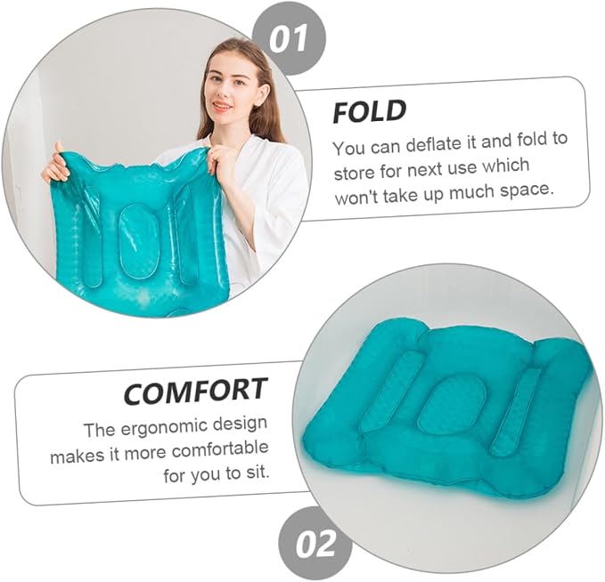 1pc Inflatable Bathtub Seat Cushion Suction Cup Water Injection Inflation - Image 7
