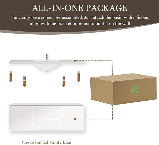 Modern 60" Floating Bathroom Vanity - Image 5