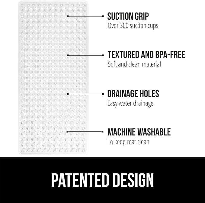GORILLA GRIP Patented Bath Tub Shower Mat, Machine Washable Bathtub Floor Liner - Image 2