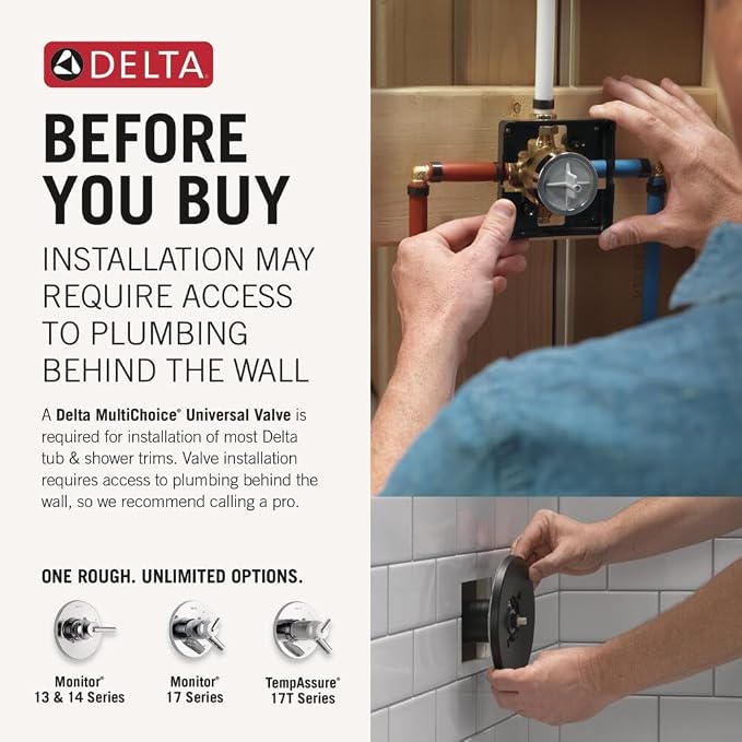 Delta Ashlyn 14 Series Bathtub and Shower Faucet Set, Brushed Gold Shower Head - Image 4