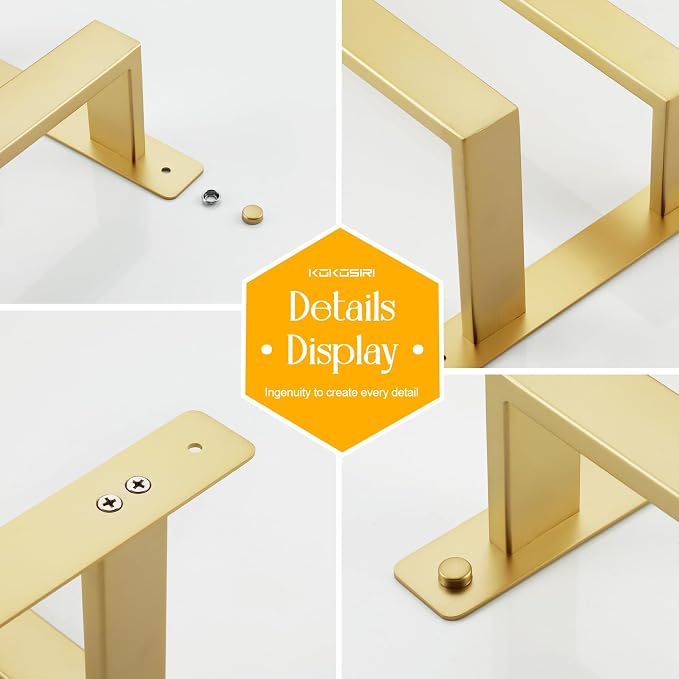 KOKOSIRI Bath Towel Bars 20-Inch Bathroom 2-Tiers Ladder Brushed Gold Towel - Image 7