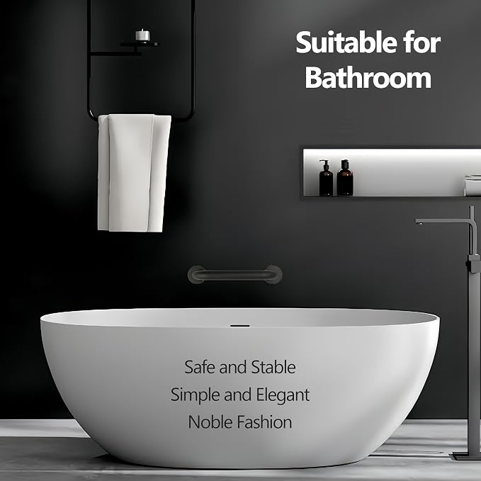 Shower Grab Bar, 2 Pack 24 Inch Black Bathroom Grab Bar, 1.25" Diameter - Image 5