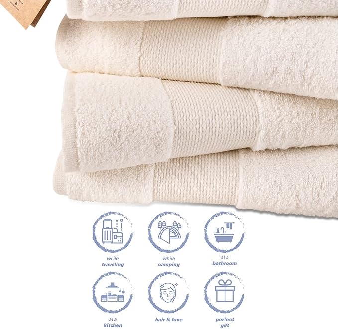 Hencely Premium Bath Towel Set of 4-28x58 Inches - Image 7
