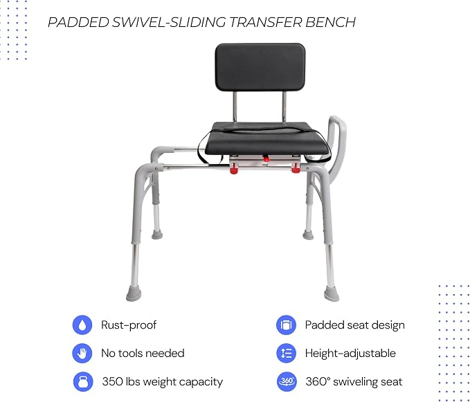 Eagle Health Supplies Sliding Shower Chair Tub Transfer Bench - Image 6