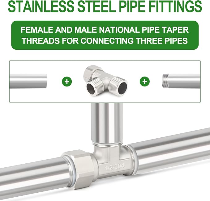 TAISHER 2PCS 304 Stainless Steel 3 Way Right Flexible Movable Tee Connector - Image 5