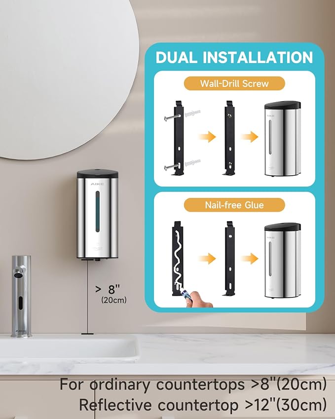 AIKE Wall Mount Automatic Foam Soap Dispenser 25 OZ Commercial Large Capacity - Image 2