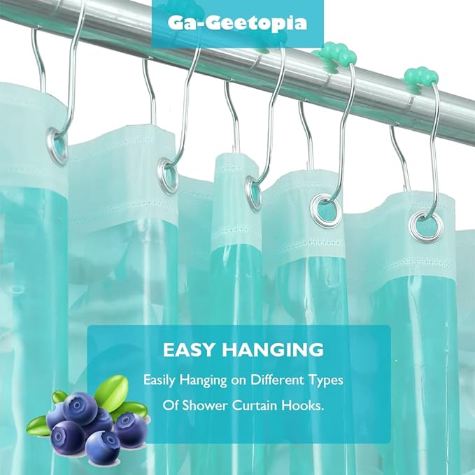Ga-Geetopia EVA 3D Teal Pearl Water Cube Plastic Shower Curtain Liner - Image 5