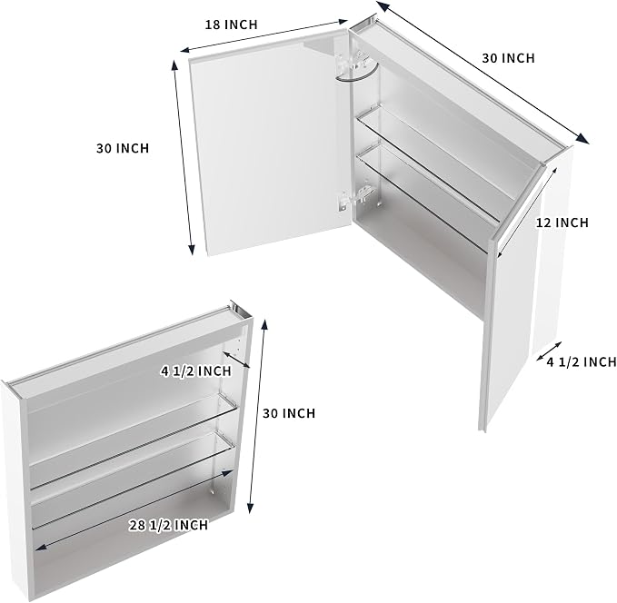 LED Medicine Cabinet Mirror for Bathroom, 30x30 Medicine Cabinet - Image 2