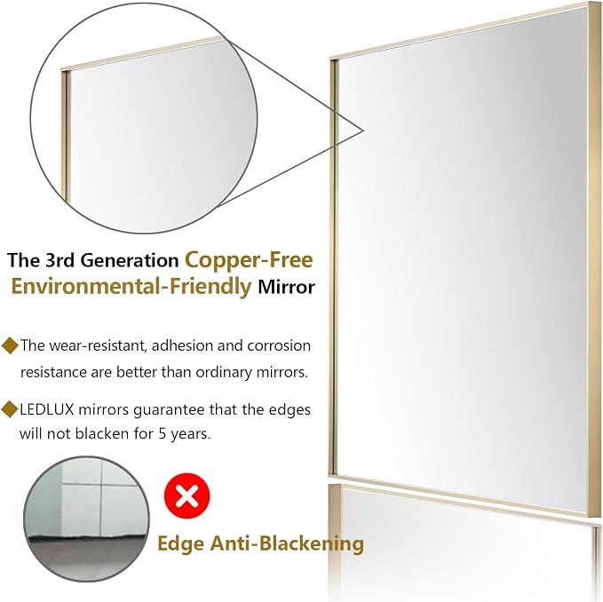 30x40 Inch Gold Bathroom Mirror - Image 2