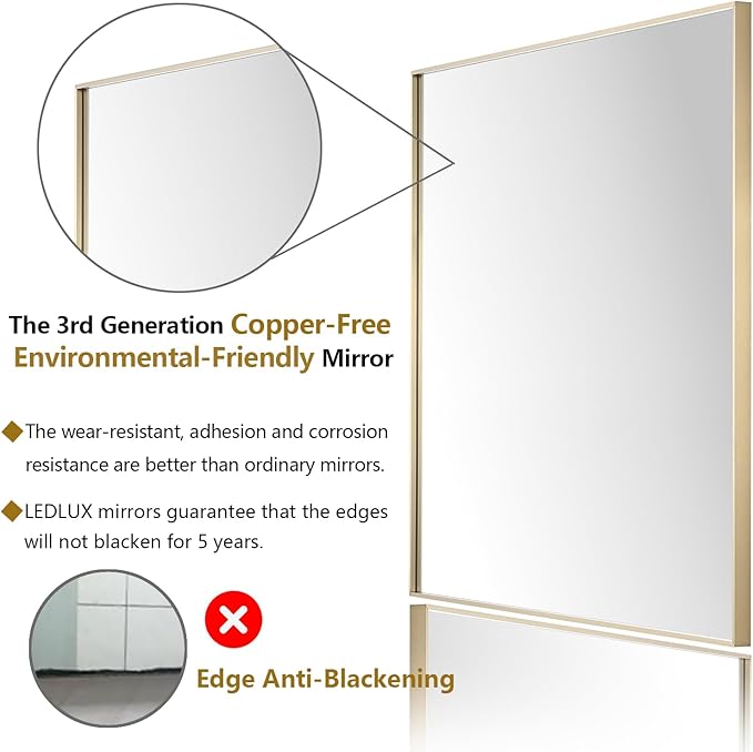 24x40 Inch Gold Bathroom Mirror - Image 2