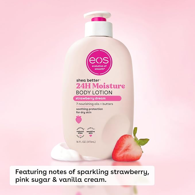 eos Shea Better Body Lotion Strawberry Dream, 24-Hour Moisture Skin Care - Image 2