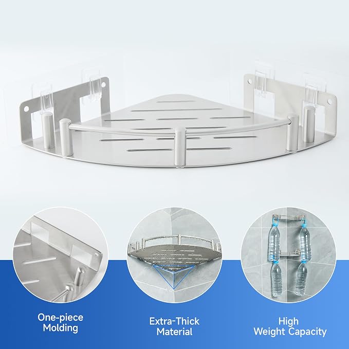 Bathroom Corner Shelf, 304 Stainless Steel, Integrated molding, High Weight - Image 3